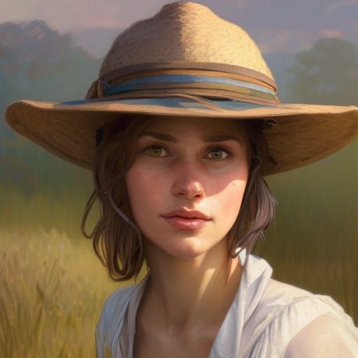 Aesthetic Portrait of a Farmer Girl in Sunlight