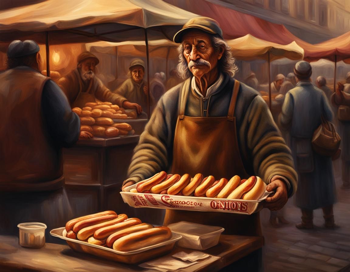 Hot Dog Vendor in Sfumato Style