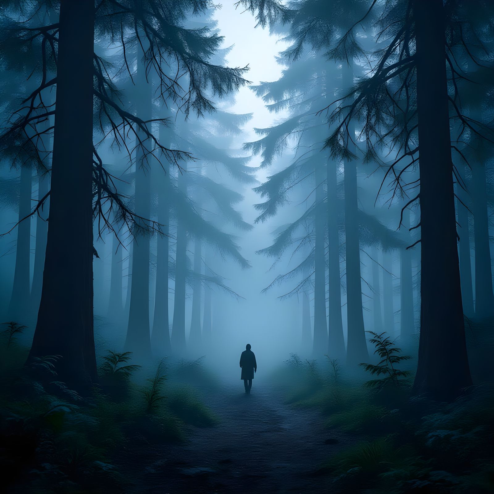 Misty Forest Path in Cinematic 3D Style