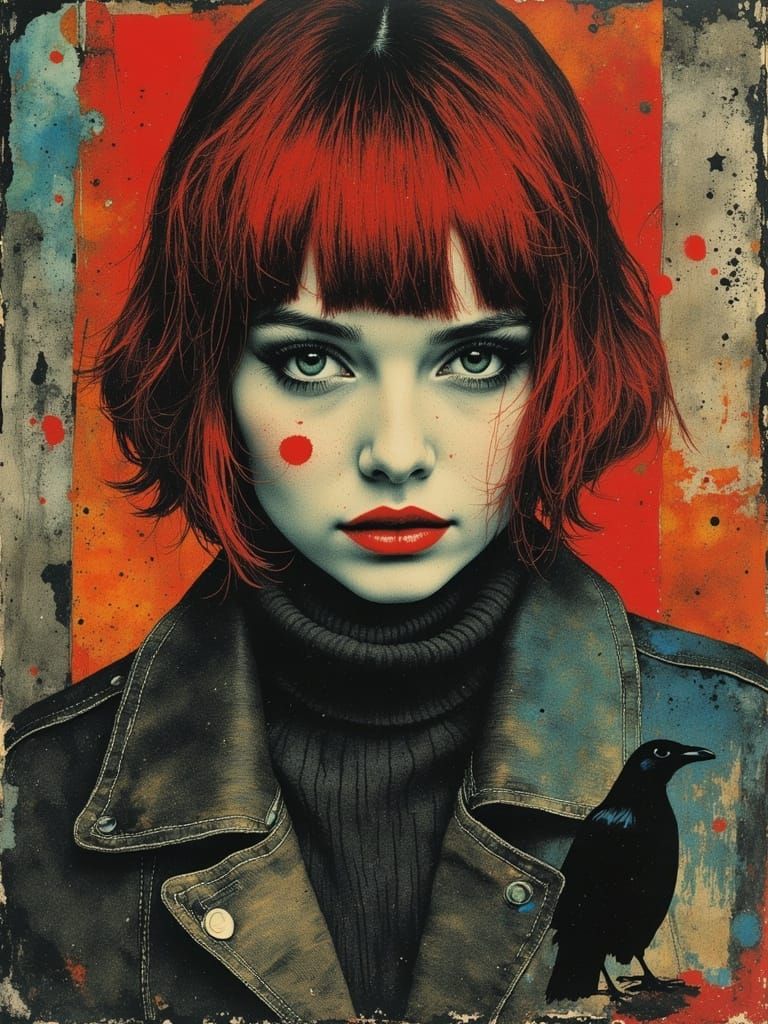 Mystical Gothic Woman in Trippy Postpunk Portrait