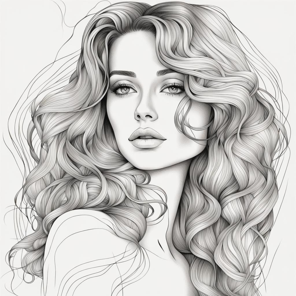 Elegant Line Art Portrait of a Woman