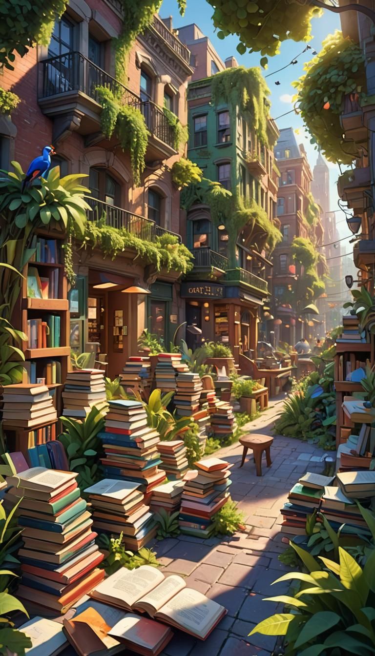 Books and Nature in City Square: Pixar Concept Art