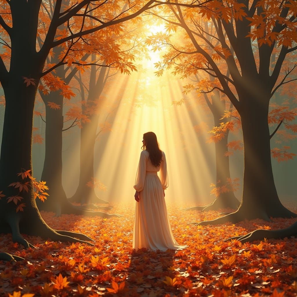 Autumn Serenity: Golden Light on Fallen Leaves