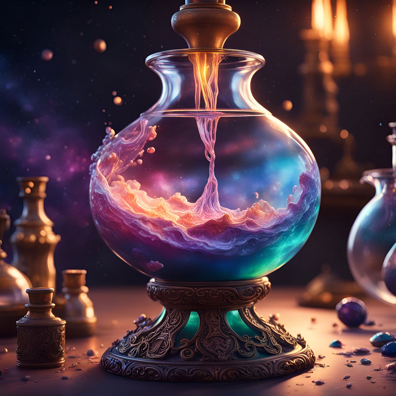 Galactic Potion Bottle in Rococo Fantasy Art