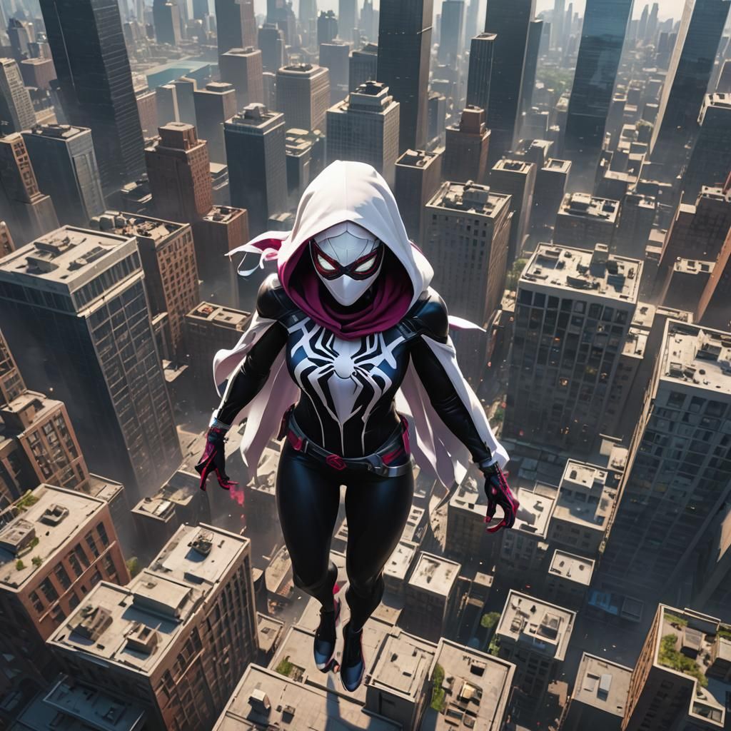 Spider Gwen as Colossal Giant Woman in City
