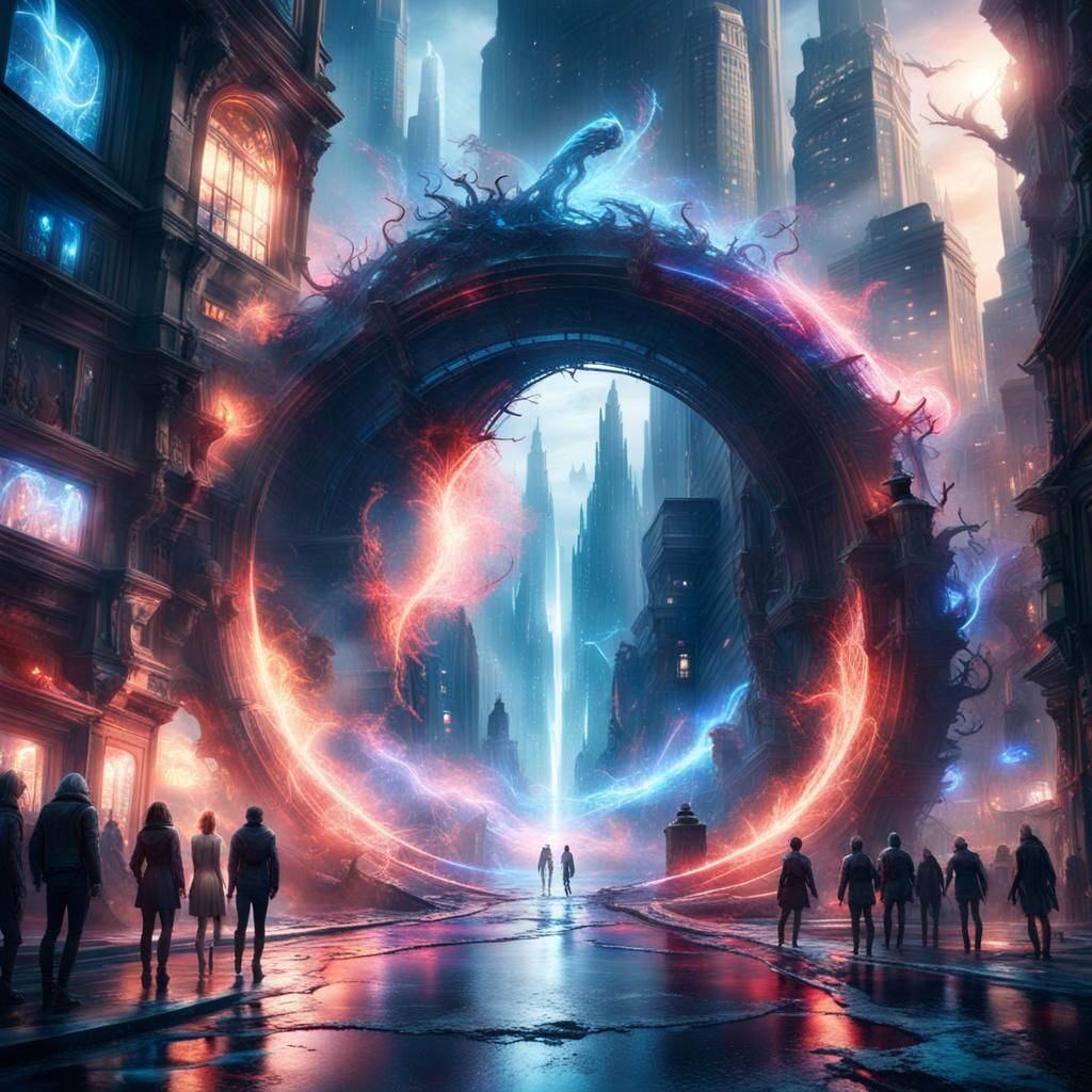 City Portal to Fae Realm in Digital Painting