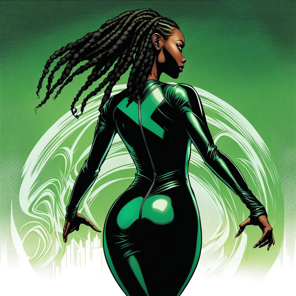 Woman in Catsuit, Comic Book Art Style