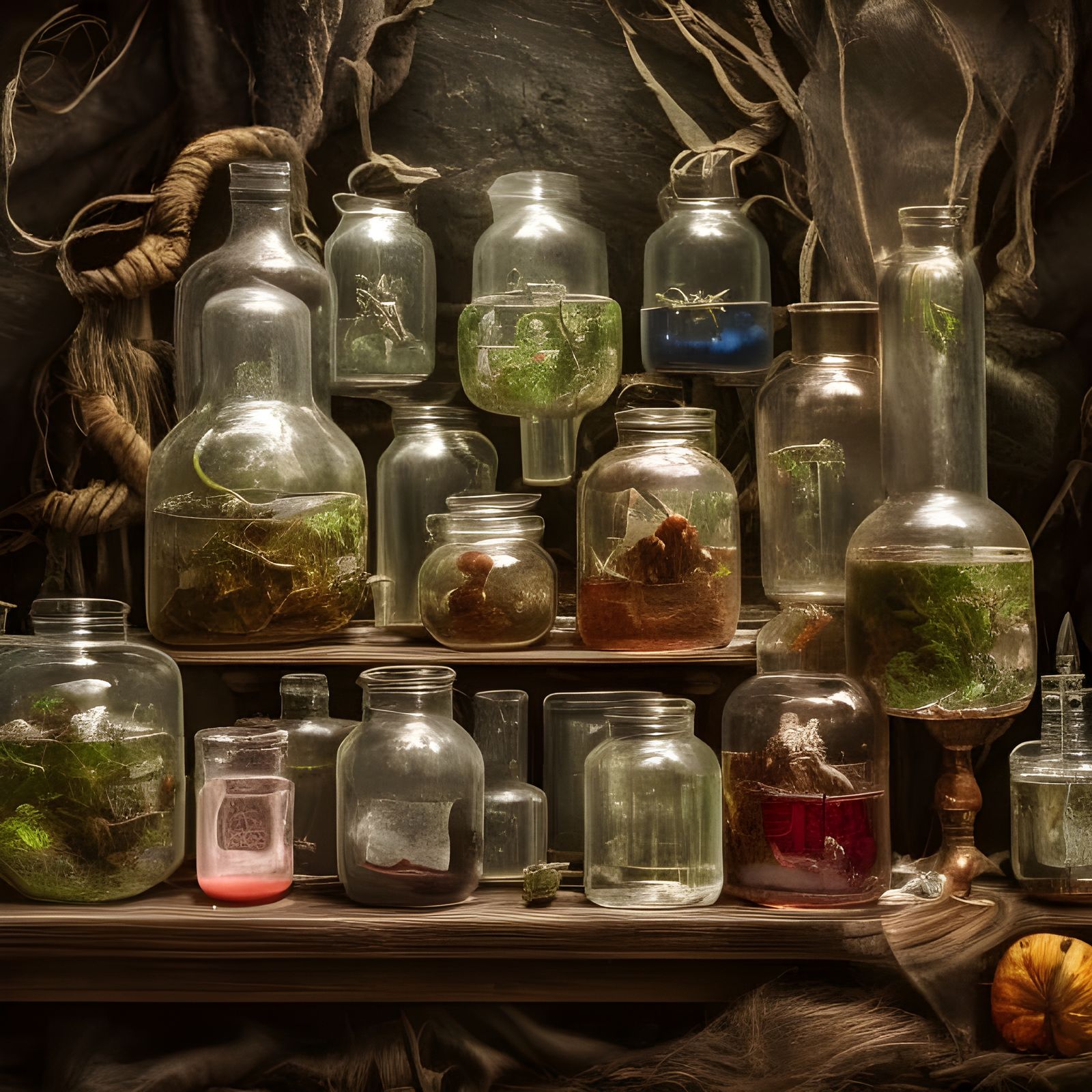 Arcane Alchemist Potions in Hyperrealistic Style