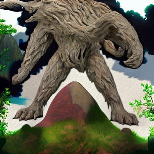 Colorful Boulder Formation on Blue Sky