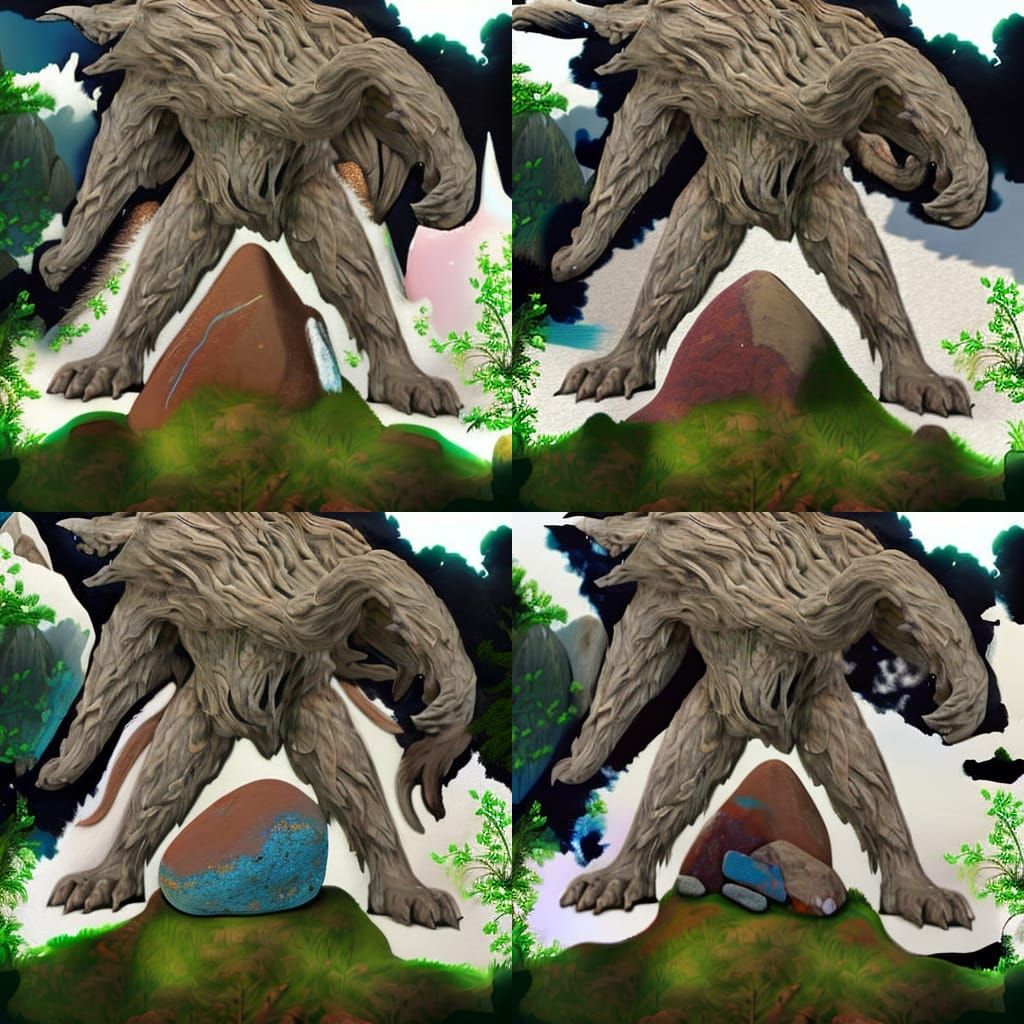 Boulder Monster of Multi-Colored Rocks