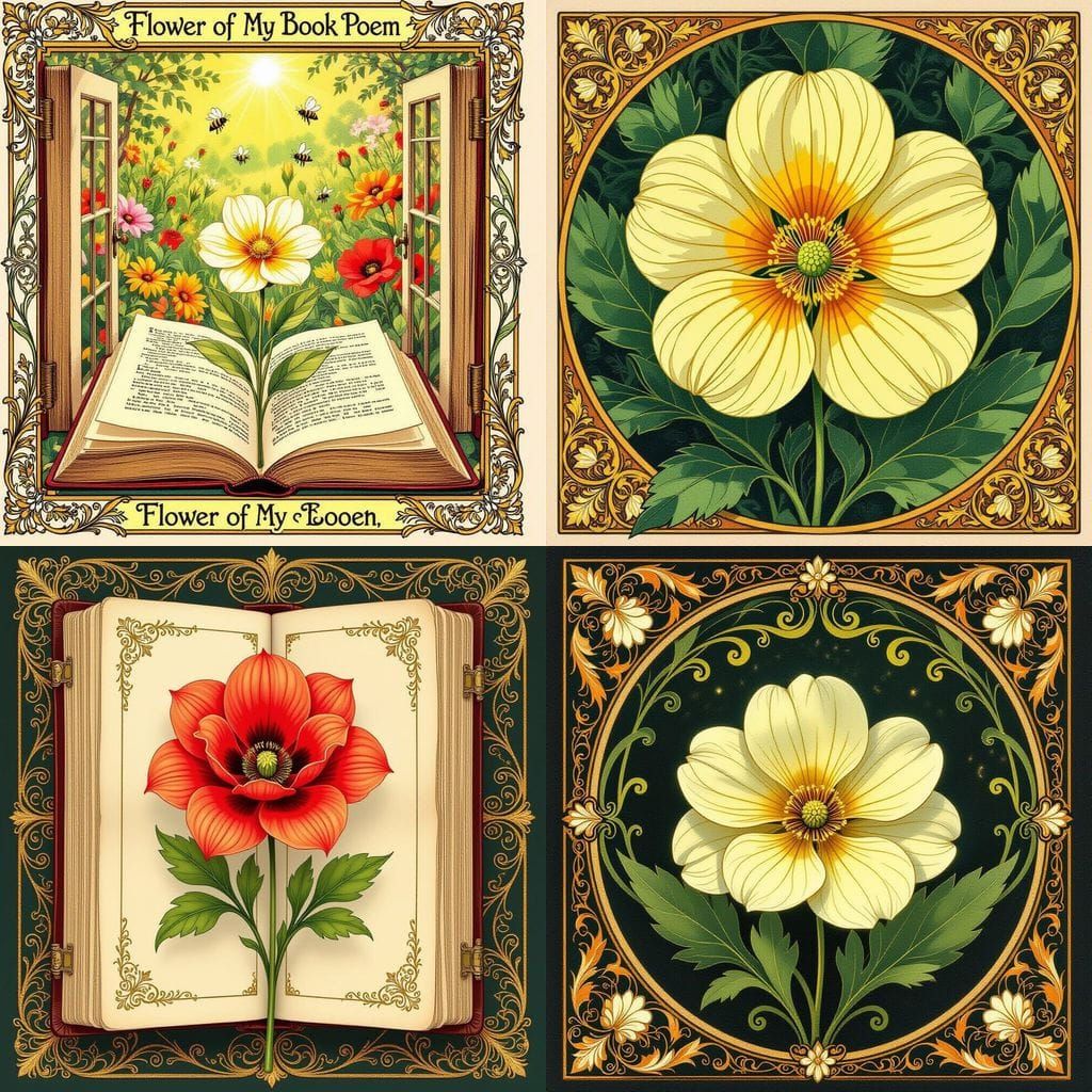 Art Nouveau Flower Pressed in Old Book