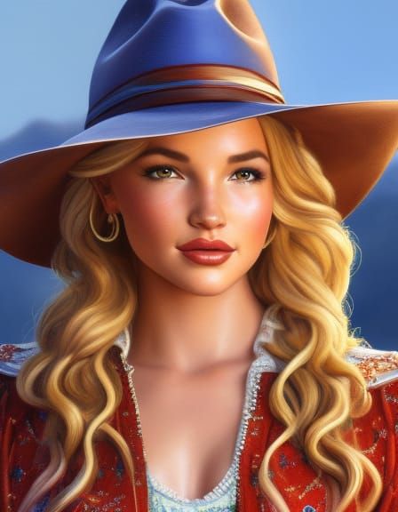 Cowgirl Dove Cameron Portrait in Chiaroscuro Style