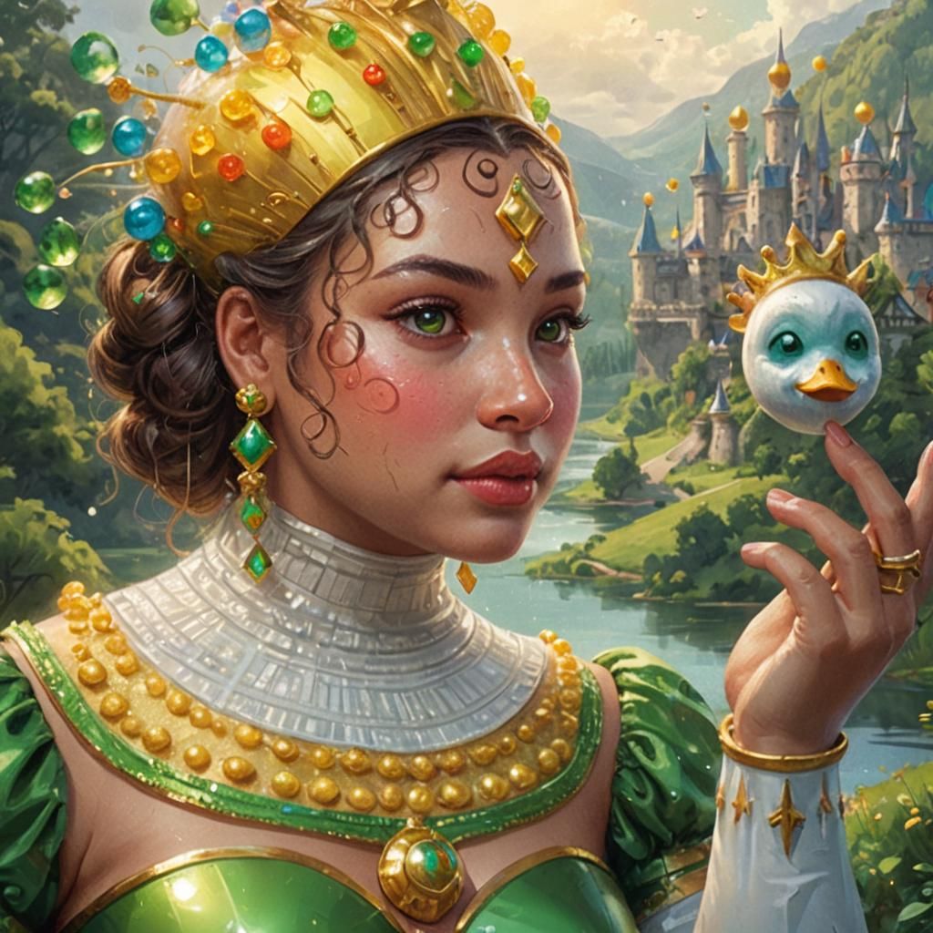 Princess with Rubber Duck, Art Nouveau Portrait