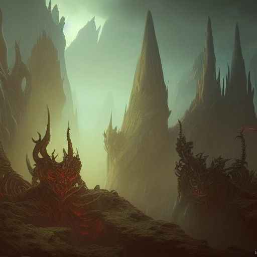 Detailed Matte Painting of Demons in Fantasy Art