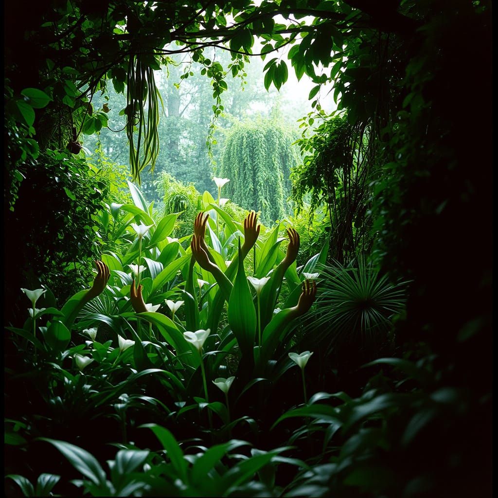 Garden of Human-like Plants in Cinematic Style
