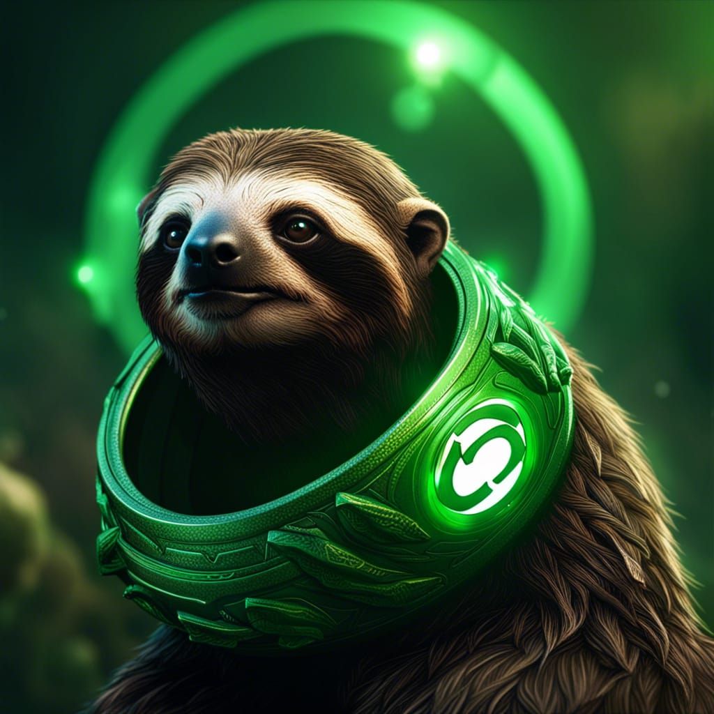 Green Lantern Sloth: Hyperrealistic DC Animal