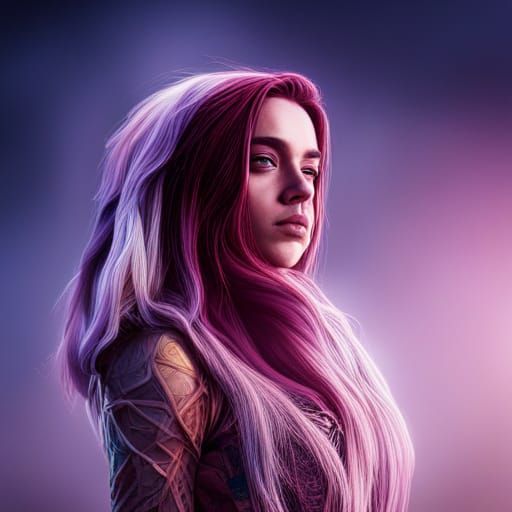 Billie Eilish as Starfire: Hyperrealistic Portrait