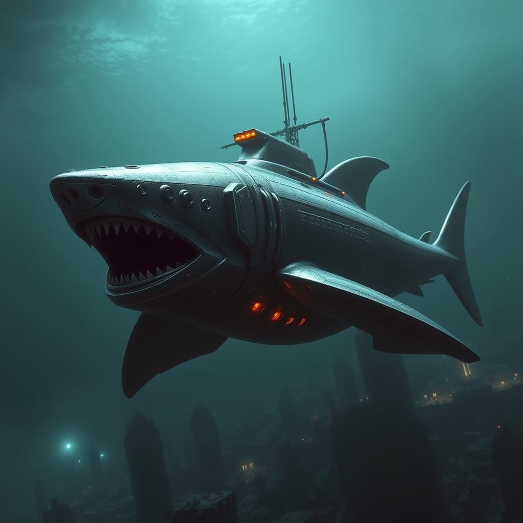 Hammerhead Shark Submarine Protects Sunken City