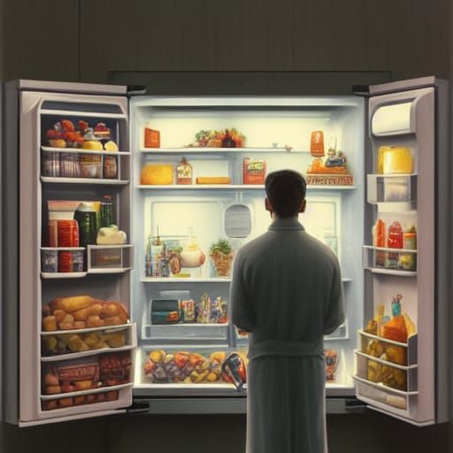 Man Contemplates Dinner: A Photorealistic Digital Painting