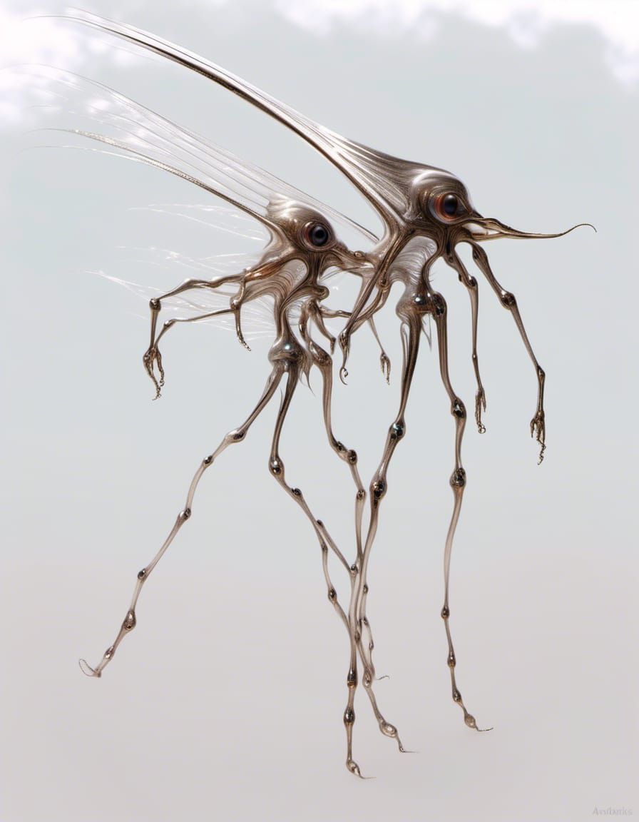 Magical Alien Pets in a Surreal Landscape