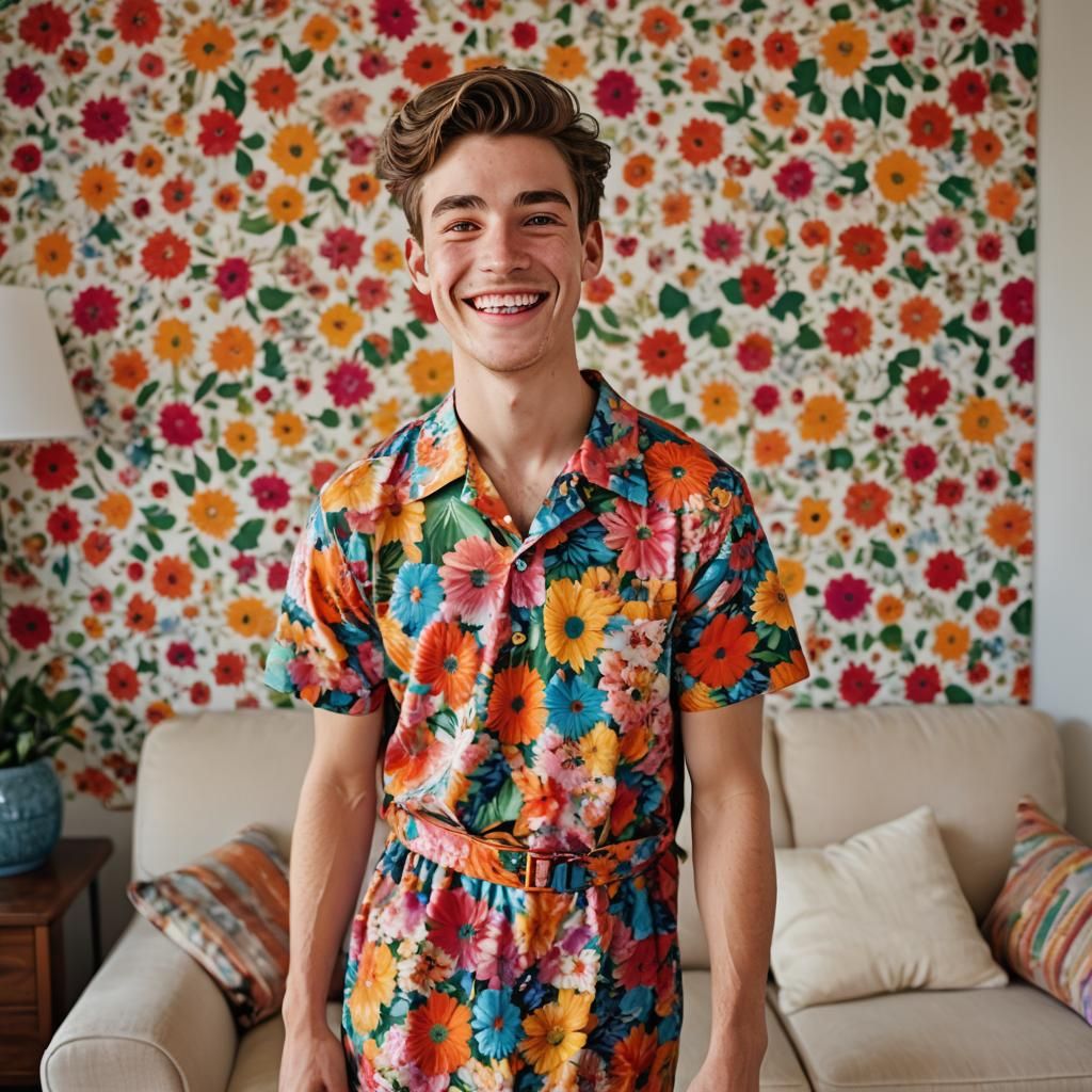 Boy in Floral Dress: Portrait Photography