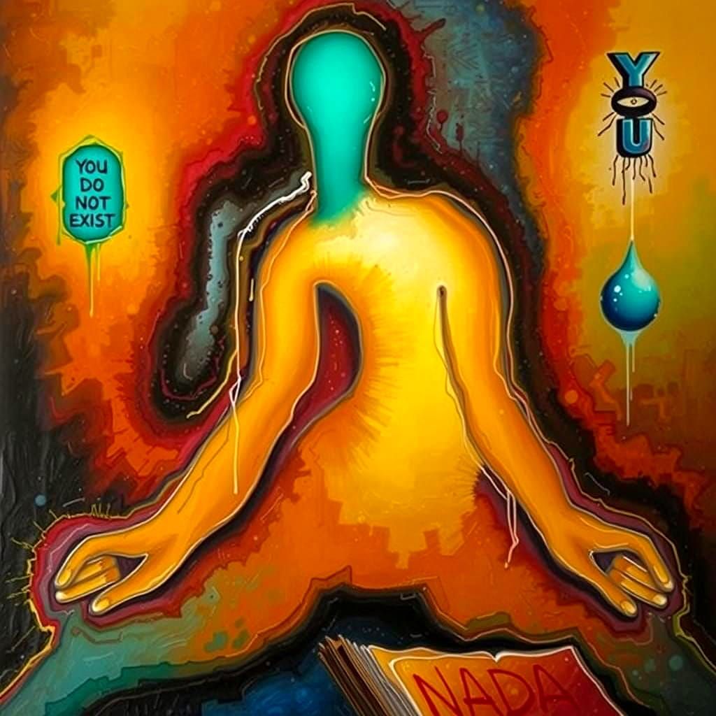 Abstract Figure Surrounded by Graffiti Text