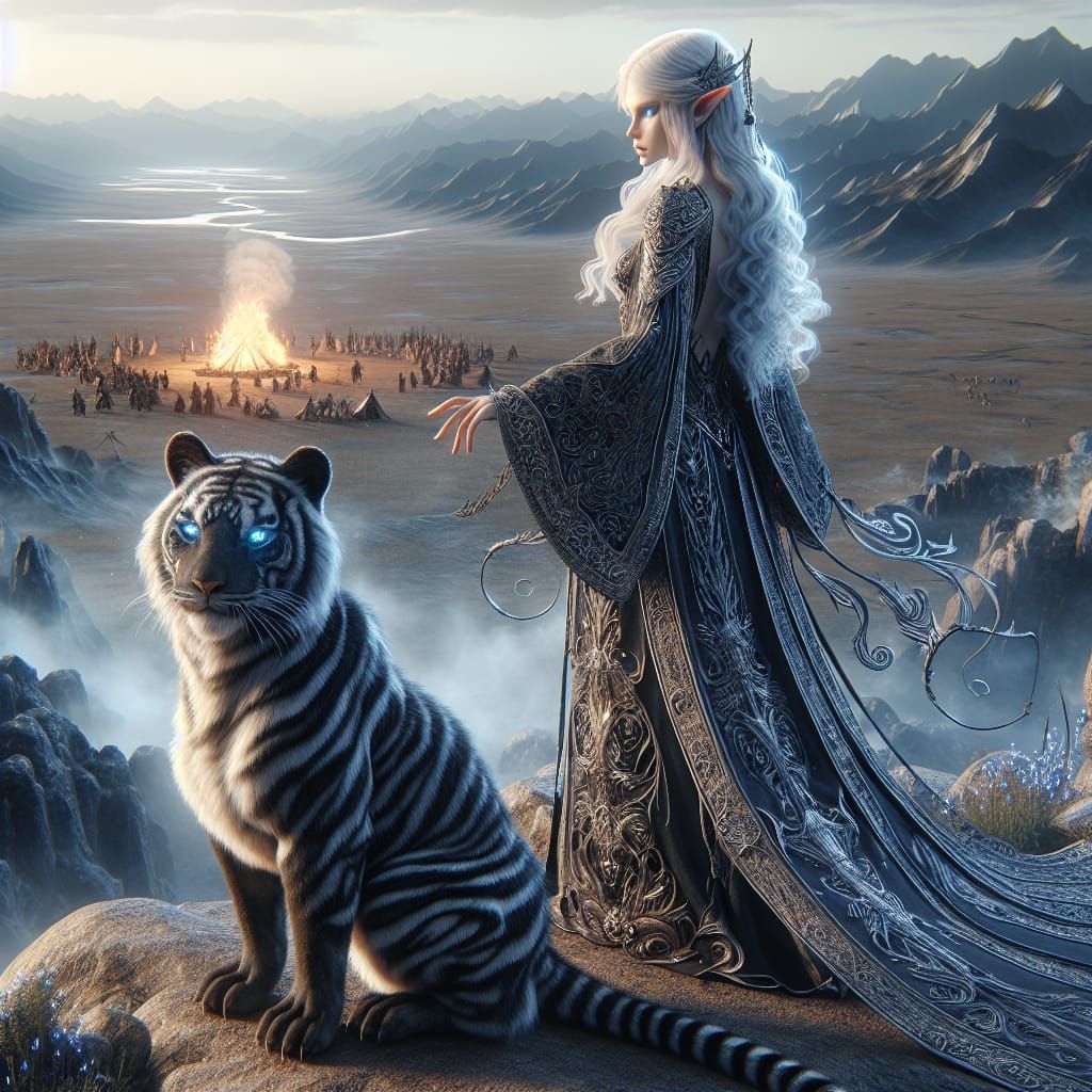 Vioskka Ravenshroud deciding on what spell she needed to protect the adventurers she was paid to protect. Her bonded com...