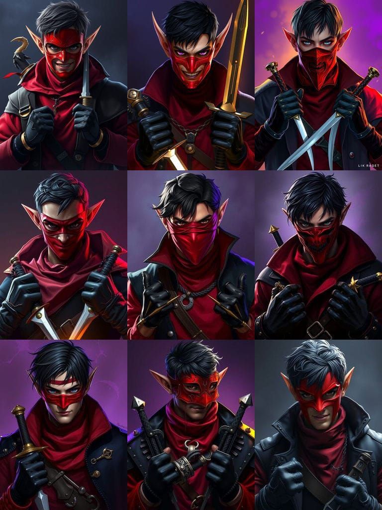 Dark Fantasy Thief in Red and Black