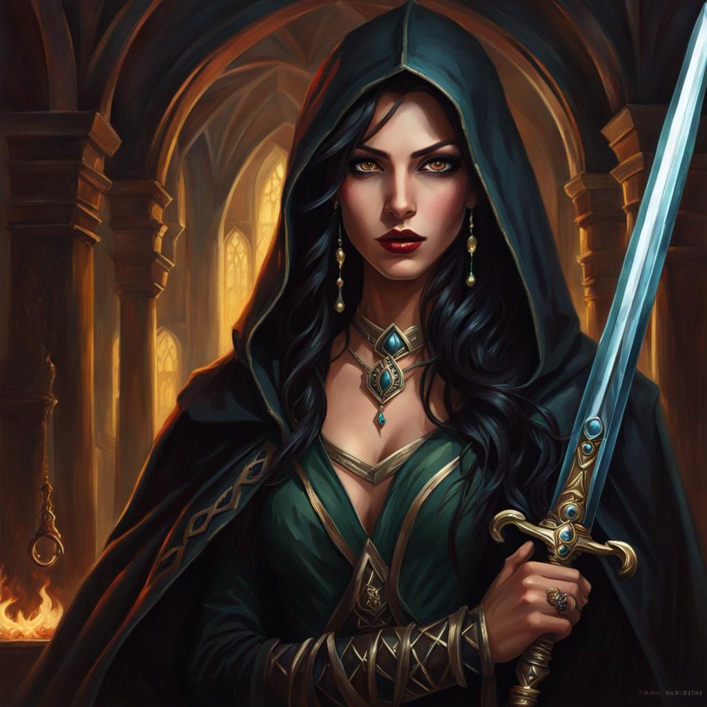 Vistani Arcane Trickster Rogue Character Profile Oil Paintin...