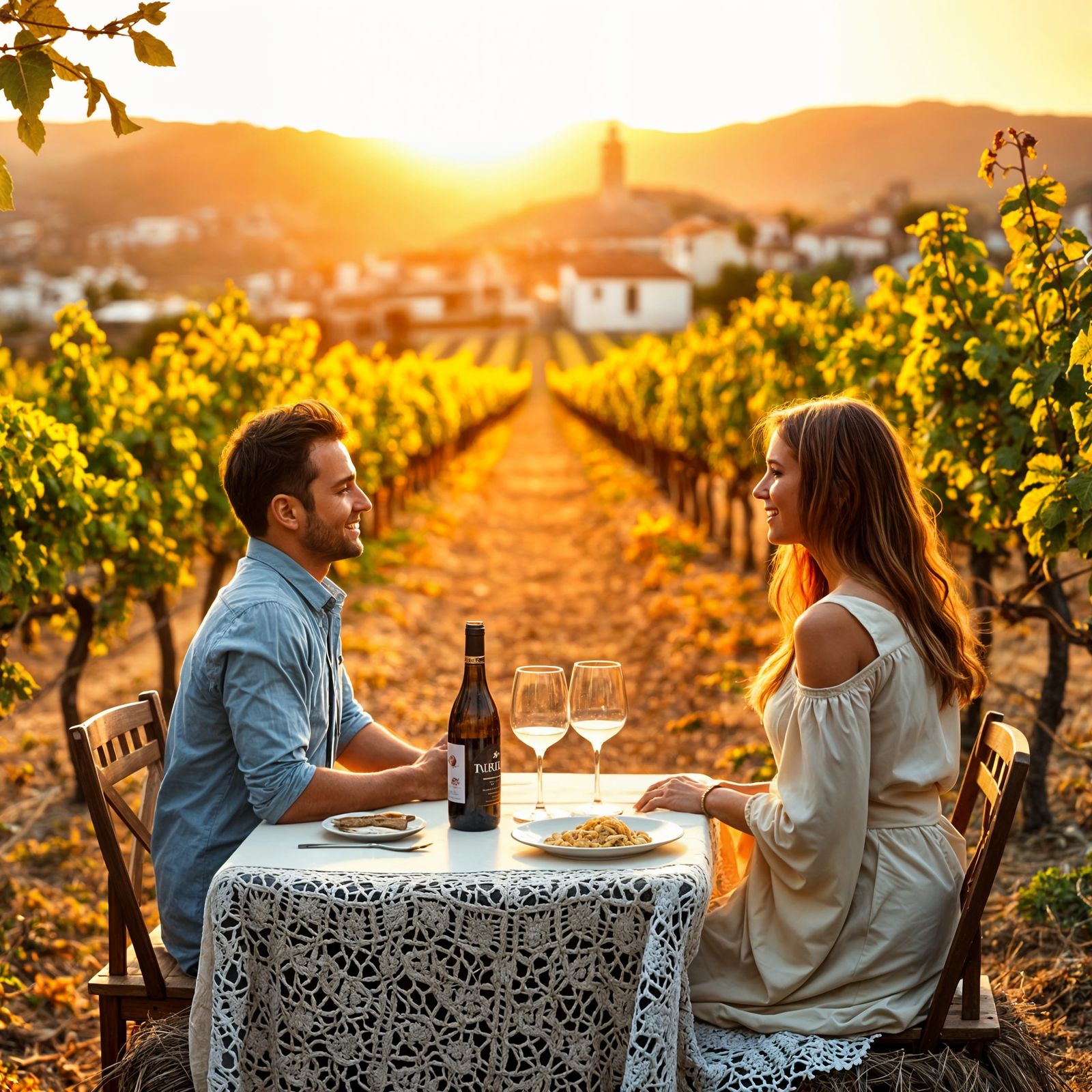 Romantic Italian Vineyard Dinner in Golden Hour