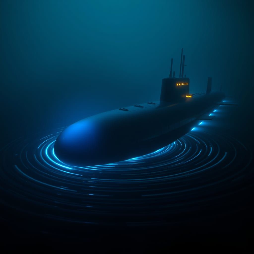 Submarine Sonar Pulse Creates Underwater Ripples