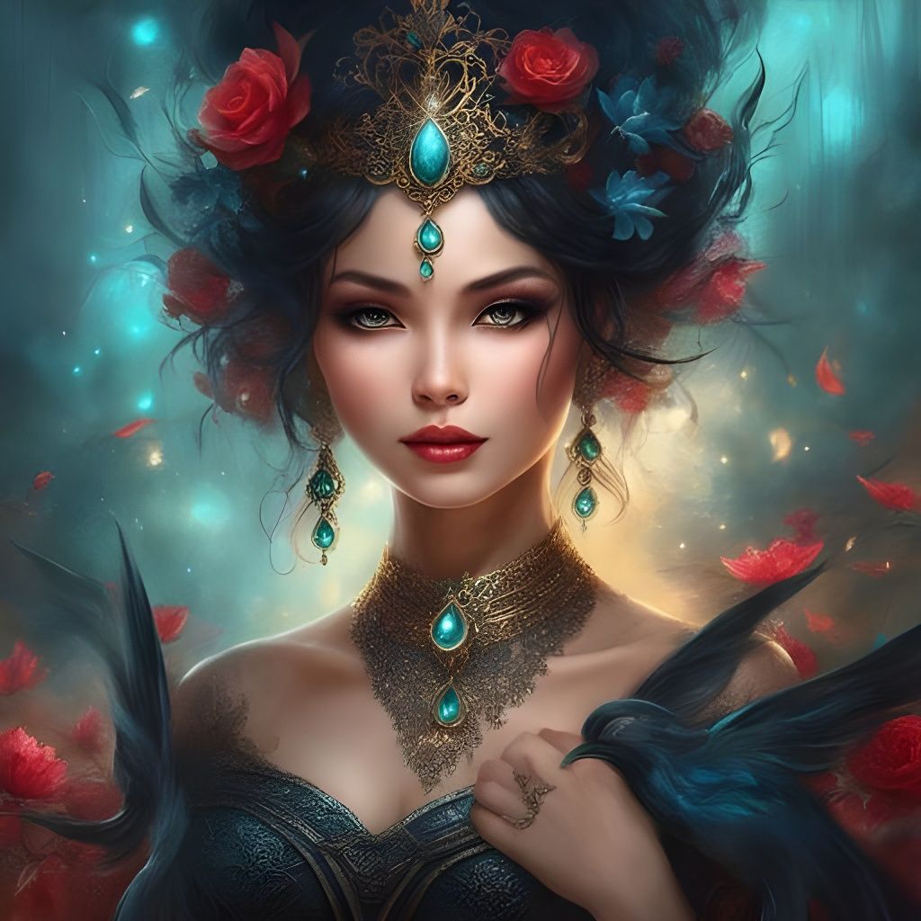 Gothic Indonesian Princess Portrait in Dark Garden