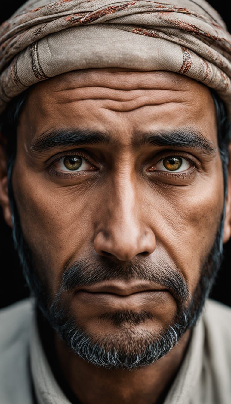 A Muslim Man Contemplates in Sorrow, Soft Light