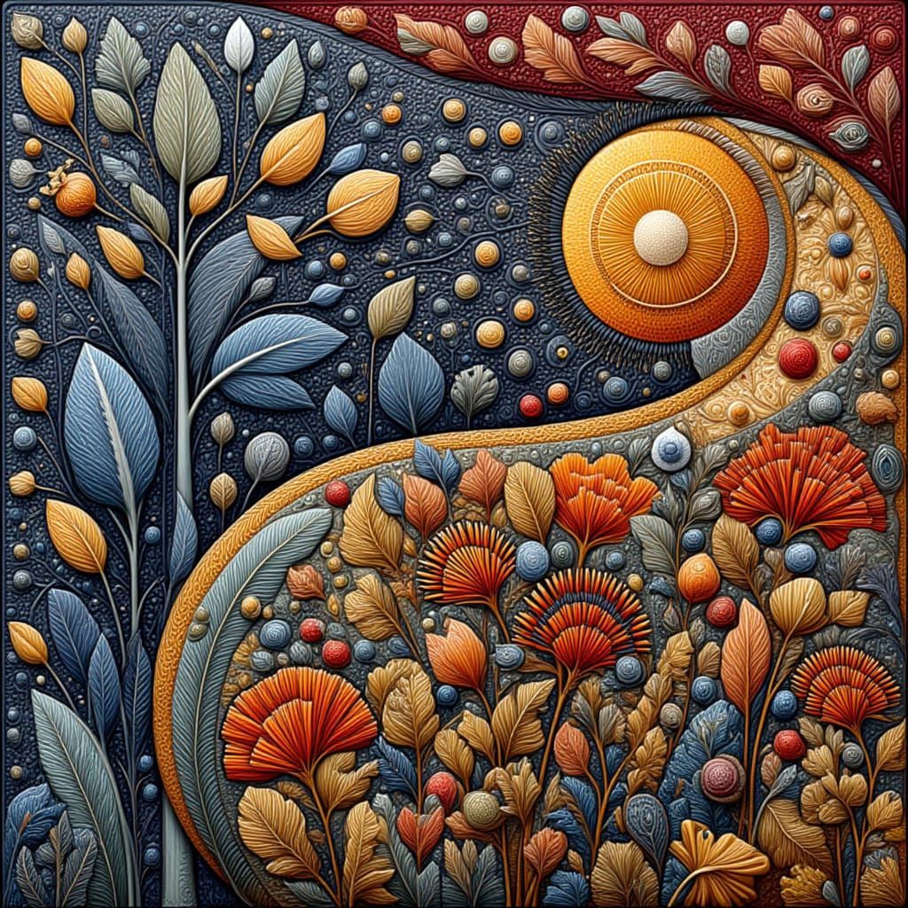 Serendipitous Abstract Dreamscape in Flat Whimsy Style