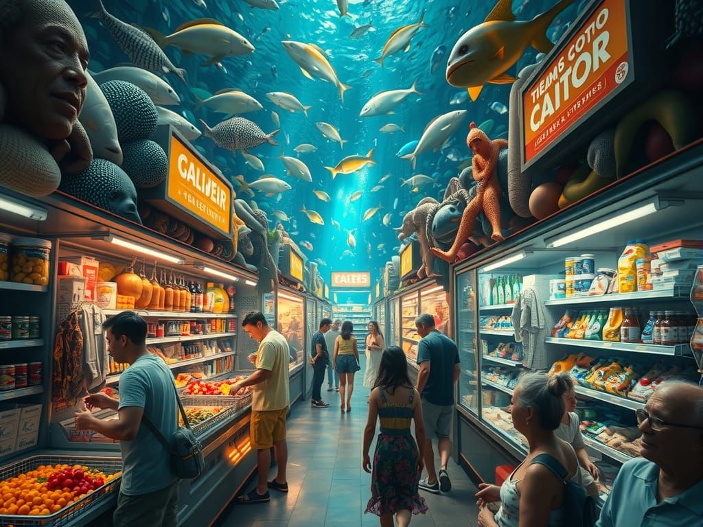 Hyperrealistic Deep-Sea Supermarket for Vacationing Families