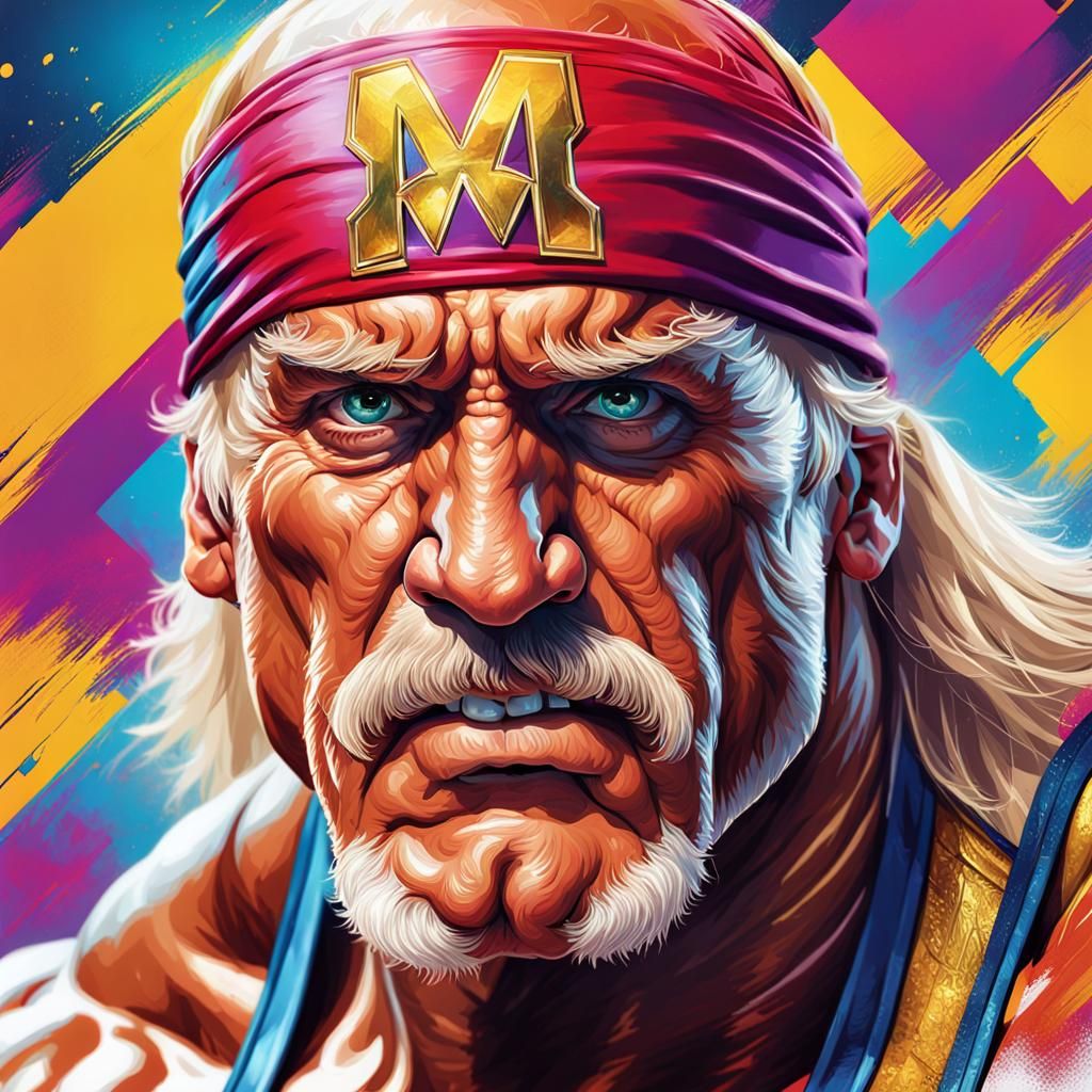 Hulk Hogan Portrait: Hyperrealistic Magazine Cover Art