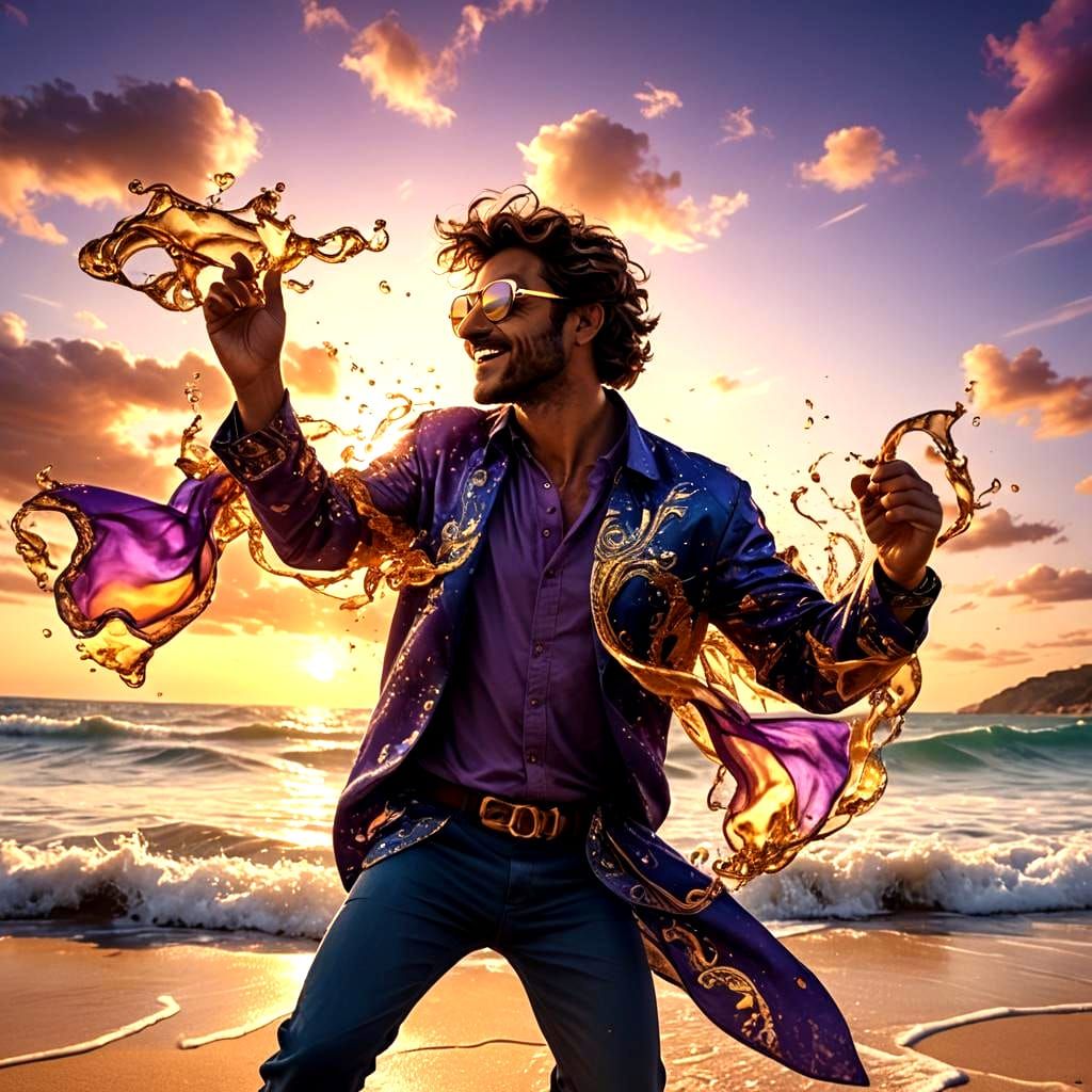 Stylish Sunglasses Dancing on Sunset: Fantasy Concept Art