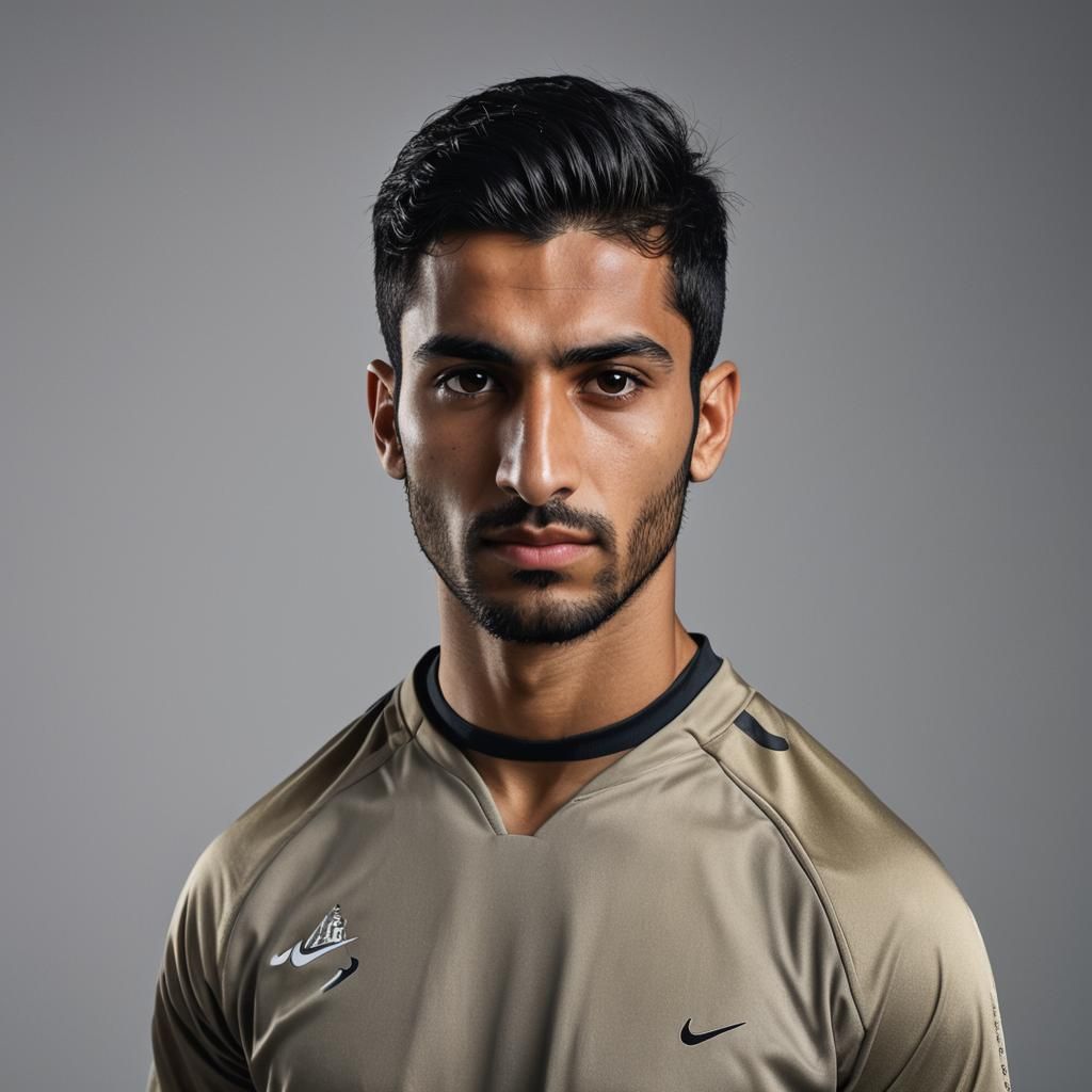 Detailed Studio Portrait of Saudi Soccer Player