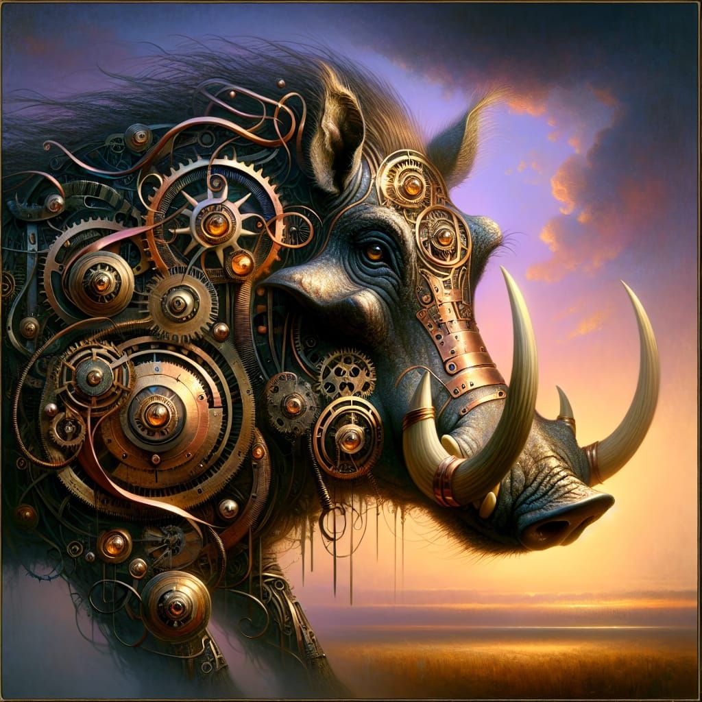 Warthog in Precisionist Copper Gear Art