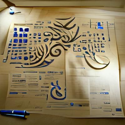 Arabic Calligraphy Blueprint Design