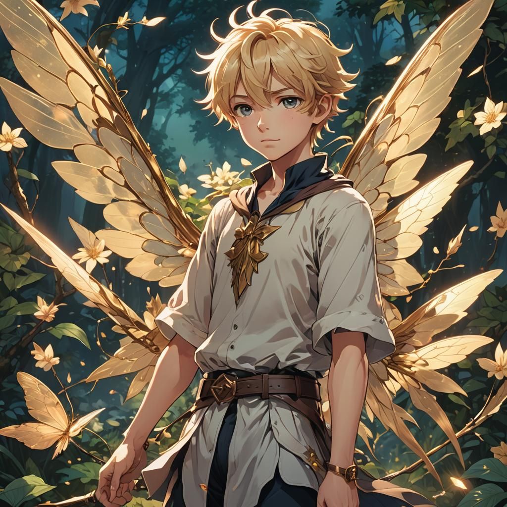 Blond Boy Fairy in Anime Cel-Shaded Style