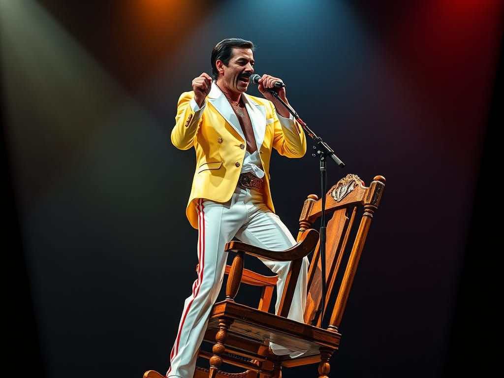 Freddie Mercury on Rocking Chair, Digital Art