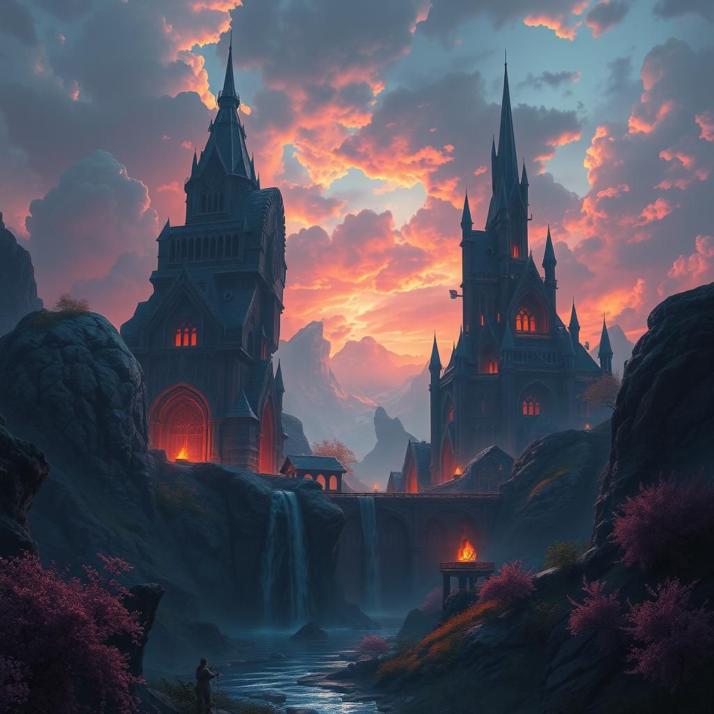 Fantasy Castle Concept Art in Detailed Matte Painting
