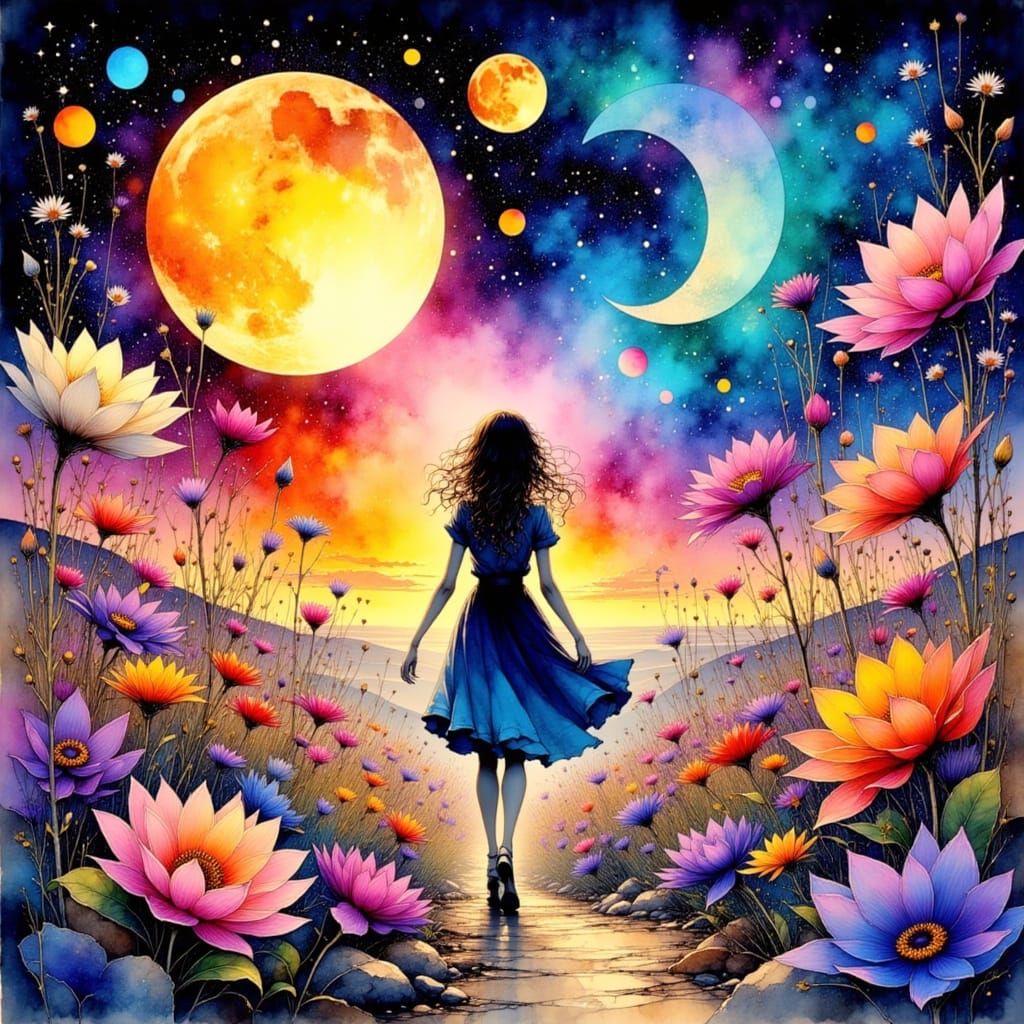 <lora:Ink Poet:1.0> <lora:Akimora:1.0> Surreal dreamscape wi...