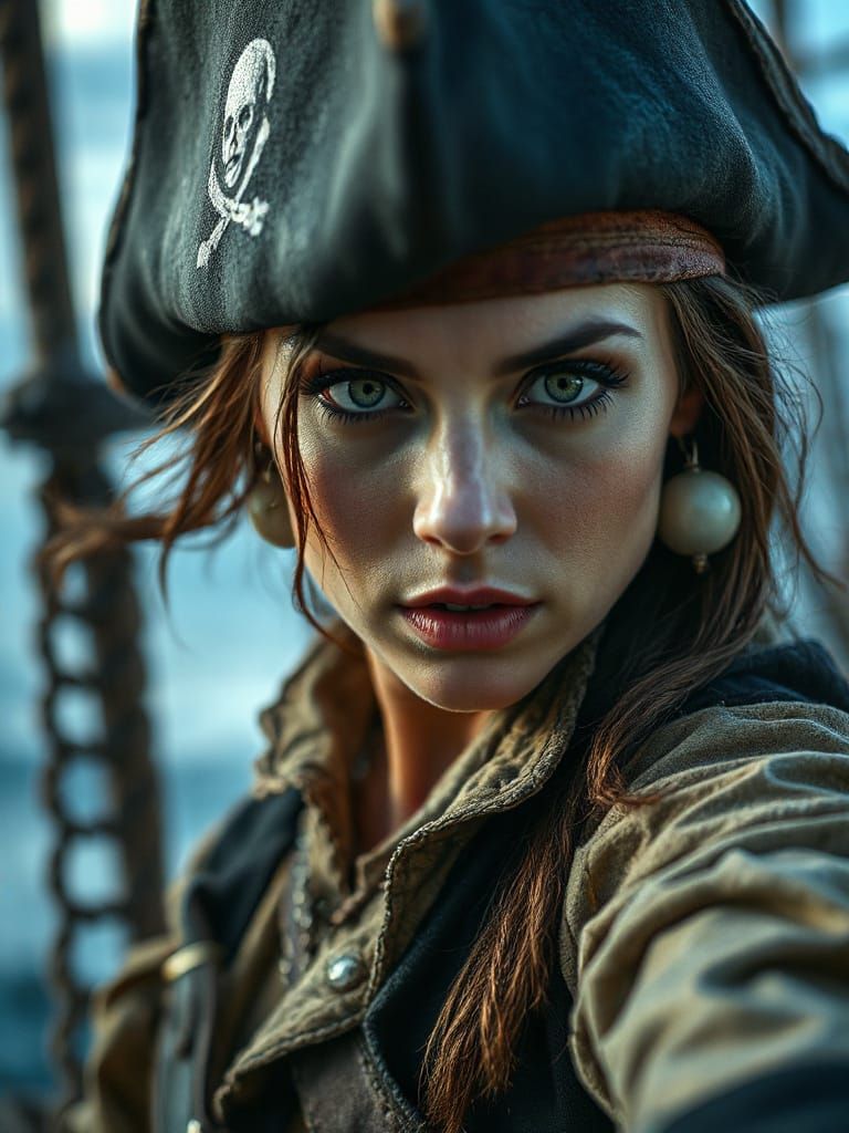 Captivating Pirate Woman in Cinematic Style