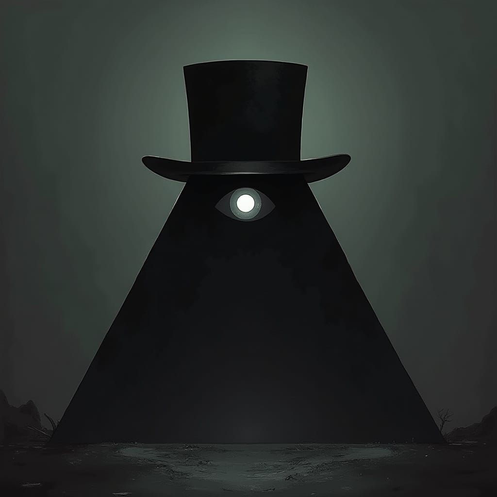 Triangle in a Dark, Muted Landscape with a Glowing Eye