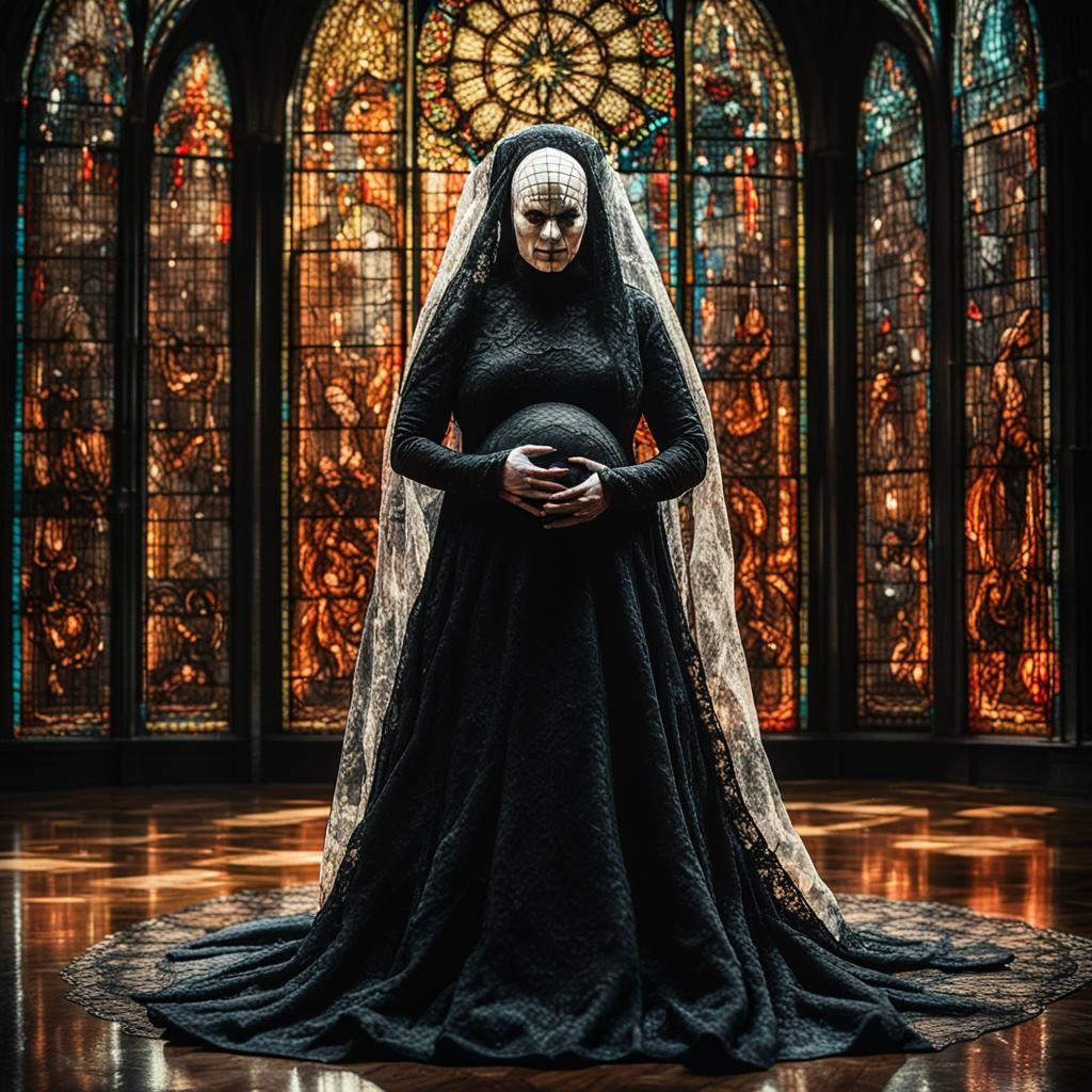 Pinhead's Pregnant Bride: Macabre Wedding Portrait