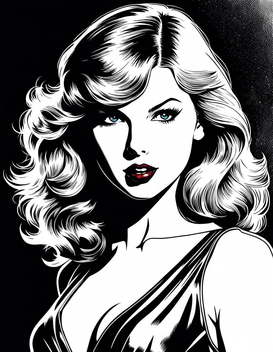 Taylor Swift as Vintage Horror Comic Art
