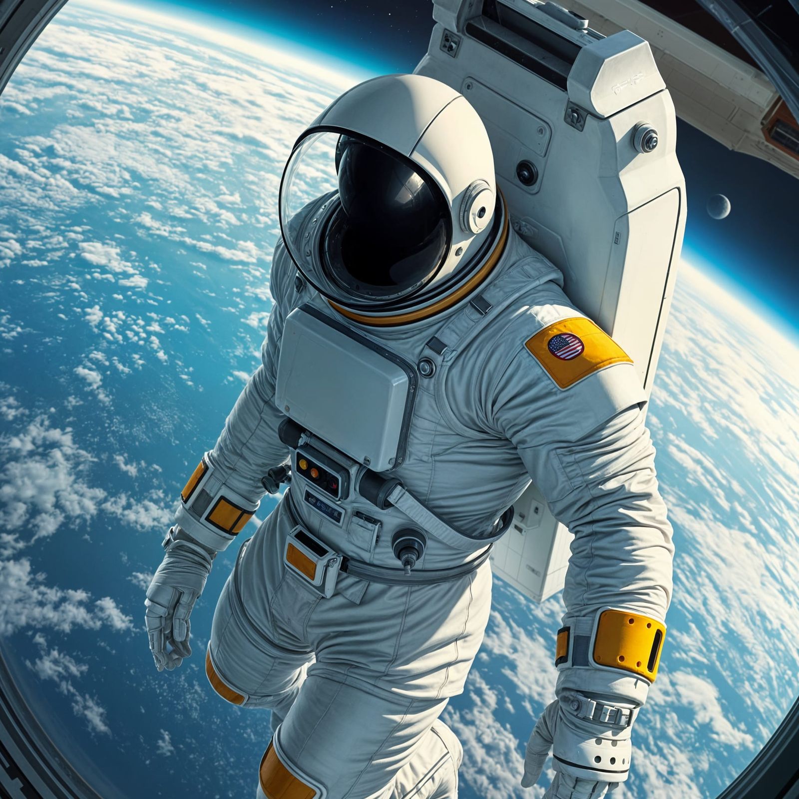 Astronaut in Spacewalk with Earth in Background