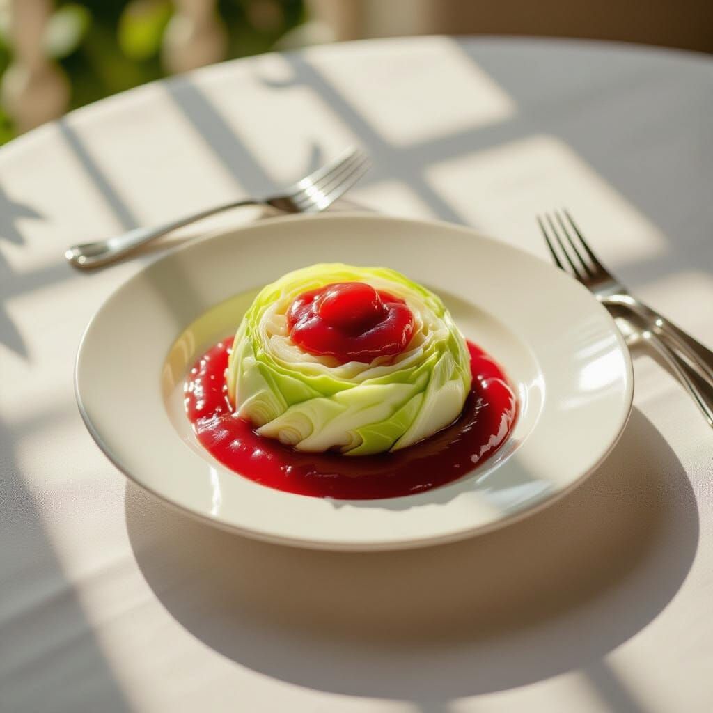 Grilled Cabbage with Apple Sauce Still Life